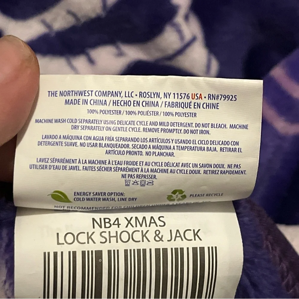 Disney Nightmare Before Christmas Lock Shock & Jack Barrel Oogie Boogie Blanket